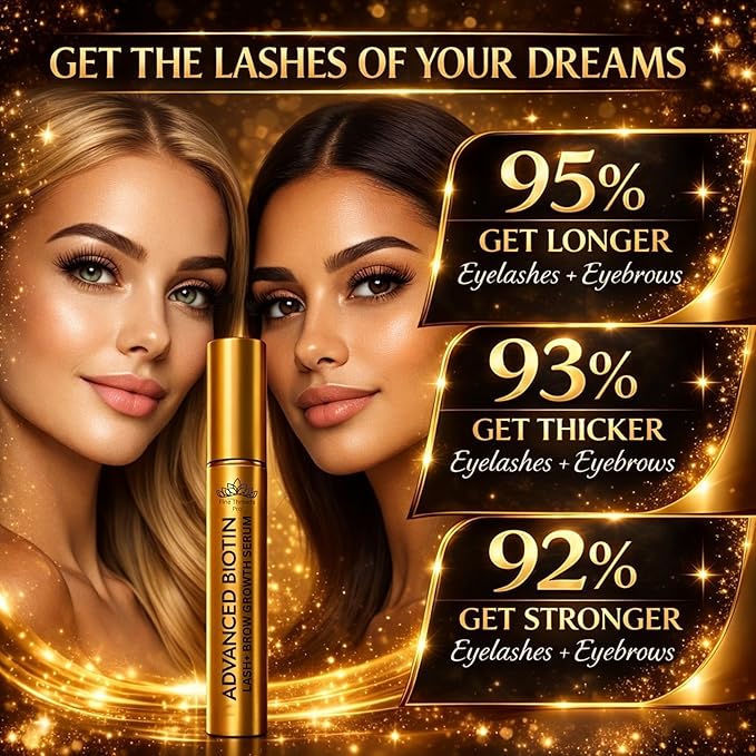 Lash Serum for Eyelash Growth – Advanced Formula Eyelash Growth Serum for Longer, Fuller, Thicker Lashes & Eyebrows – Premium Gentle Vegan Formula for Sensitive Eyes