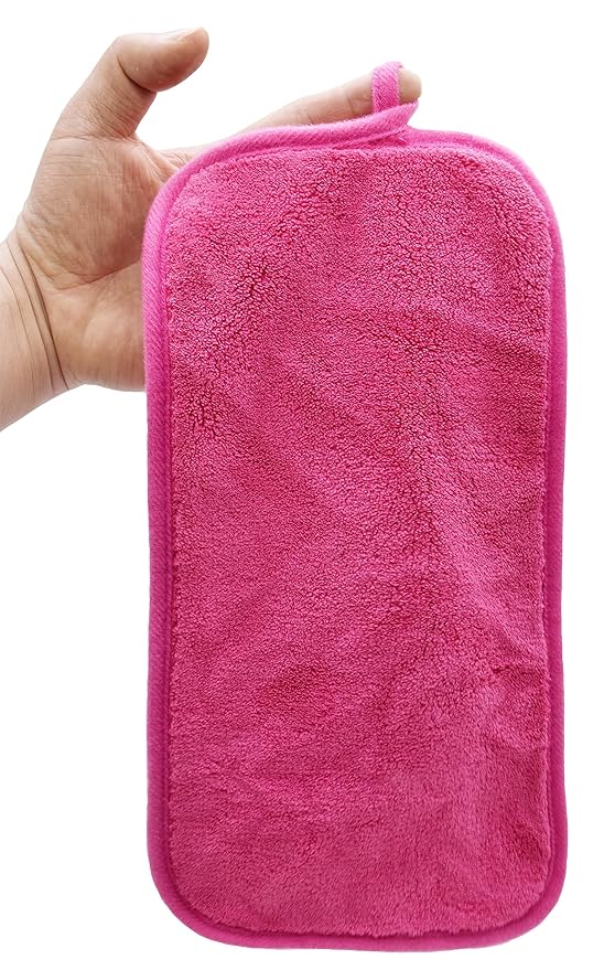 BloomSesame Makeup Remover Cloths for Face, Eye, Lips - Reusable Makeup Remover Pads Soft Microfiber Facial Cleansing Cloths 6 x 12 inch 6 Pack (Dark Pink)