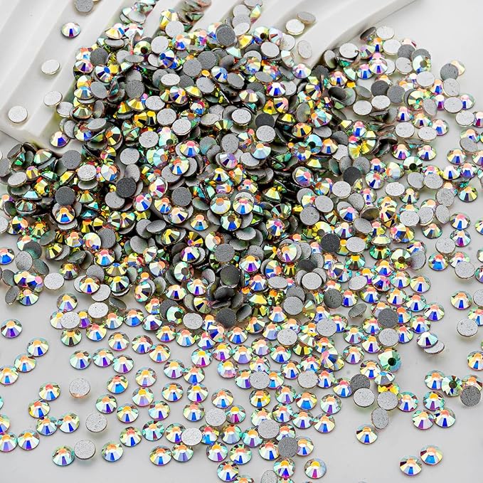 MEIBITE Flatback Rhinestones Bulk, 14400PCS Crystal AB Rhinestones for Clothes DIY Decoration Crafts, Crystal AB, SS20, 4.6-4.8mm