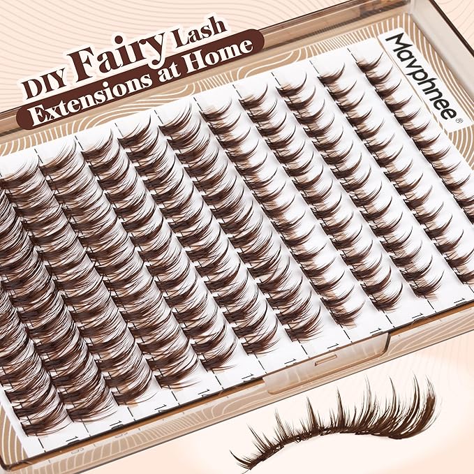 Manga Lash Clusters Brown Eyelash Individuals Anime Spiky Cluster Eyelash Extensions Dark Brown Fairy Lash Extensions Fluffy Wispy DIY Cluster Lashes CC Curve Everyday Cosplay 8-16MM DIY Lash Pack