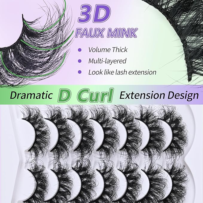 Mink Lashes Thick Long Lashes False Eye Lashes Mega Look 5D Volume Dramatic 27mm Dramatic Waterproof Eyelash Clusters Soft Fake Eyelashes Pack by Yaiseiko（14 Pairs）