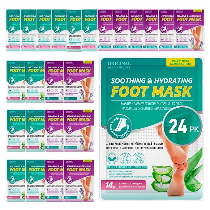 Innerest Original Derma Beauty 24 pairs Moisturizing Foot Mask Foot Spa Foot care (Aloe & Lavender)
