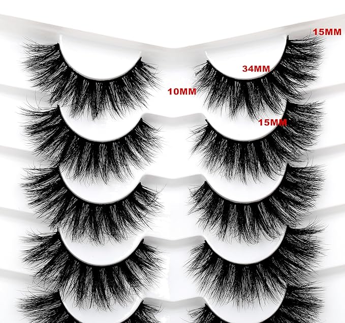 Pooplunch False Eyelash Volume Cat Eye Lashes D Curly Fluffy Lashes Wispy 8D Natural Soft Faux Mink Fake Eyelash Strips 7 Pairs Pack