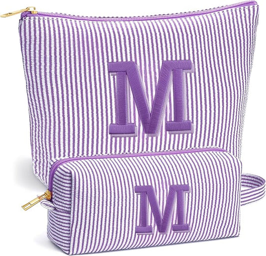 Stocking Stuffers for Teen Girls Gifts Trendy Stuff, 2025 Christmas Gifts Cute Makeup Bag, 6-12 Year Old Girl Birthday Gift, Personalized Christmas Stocking Stuffers for Girls, Purple Letter M