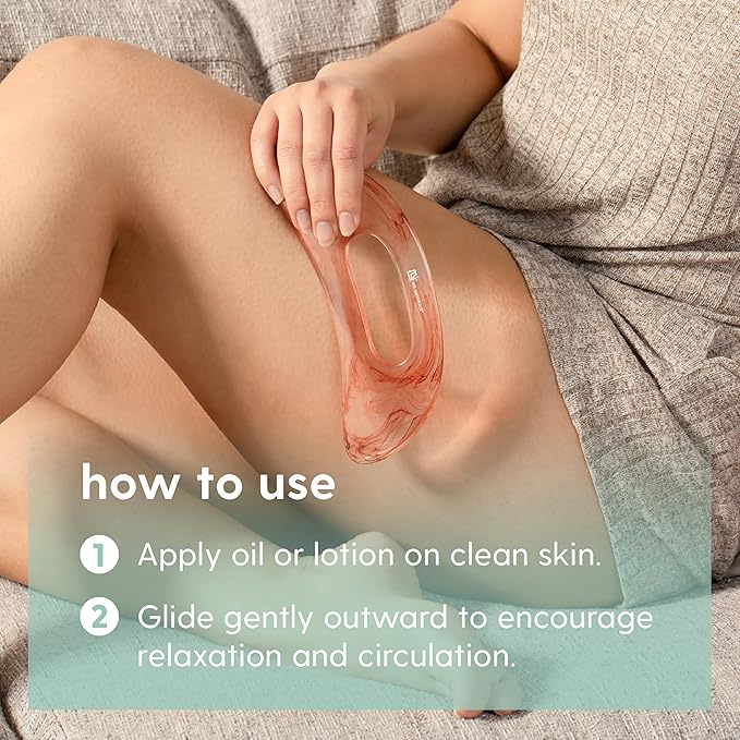 M3 Naturals Large Body Gua Sha Tool for Lymphatic Drainage, Cellulite, Sculpting and Sore Muscles, Grip-Friendly with Smooth Resin & Ergonomic Design for Jawline, Neck, Thighs and Stomach Pink
