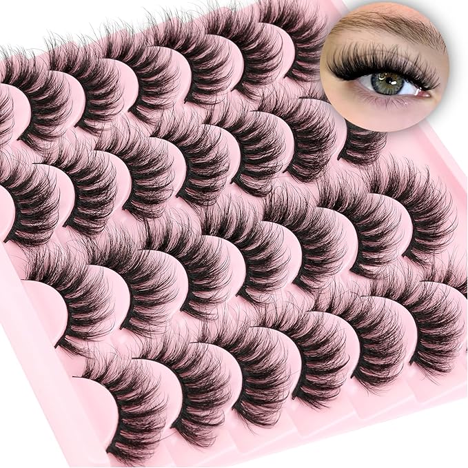 Natural False Eyelashes Wispy Mink Lashes 16mm Cat Eye Lashes Natural Look Eye lash Like Extensions 5D Volume Strip Fake Eyelashes Pack by TNFVLONEINS