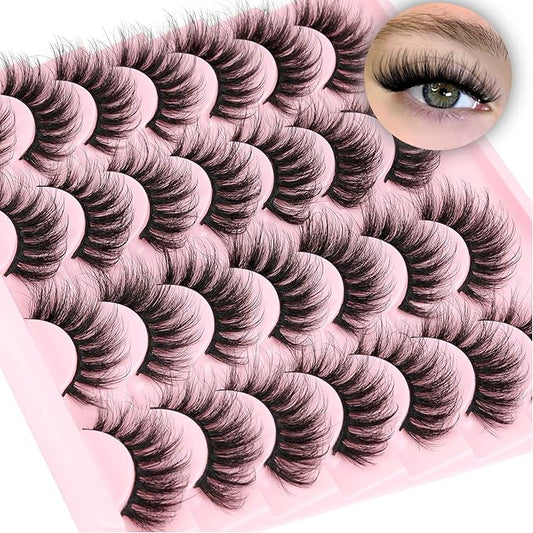 Natural False Eyelashes Wispy Mink Lashes 16mm Cat Eye Lashes Natural Look Eye lash Like Extensions 5D Volume Strip Fake Eyelashes Pack by TNFVLONEINS
