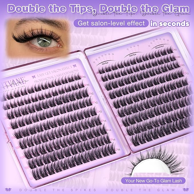 Wtvane Lash Clusters Wispy Eyelash Clusters 216Pcs Anime Individual Lashes Manga Lashes Clusters Natural10-16mm Fairy Cluster Eyelash Extensions Pestañas Postizas Naturales with Thin Band for Beginner
