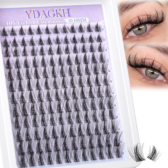 Manga Lash Clusters Spikes Wispy Eyelash Extension Invisible Band Spiky Cluster Eyelash Extensions Anime Fairy Eyelash Clusters 10-18mm DIY Natural Individual Lash Extension 144Pcs Doll Lashes
