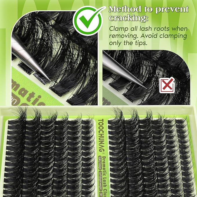 TOOCHUNAG Thick Lash Clusters 12-24mm Long Fluff Cluster Eyelash Extensions 180D+240D Spiky Curly Eyelash Clusters 192Pcs Wispy Soft Individual Lashes DIY Lash Extension