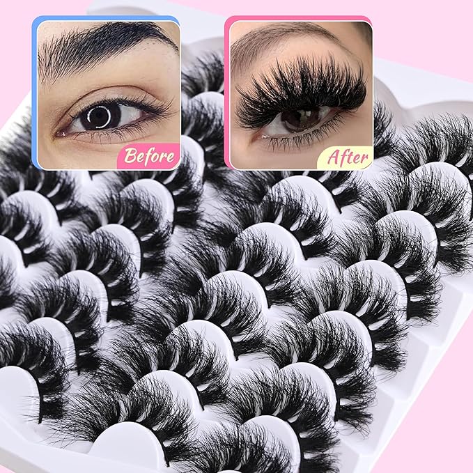 14 Pairs Thick Long Lashes False Eye Lashes Mega Look 5D Volume Dramatic 24mm Waterproof 100D Eyelash Clusters Soft Fake Eyelashes Pack by Yaiseiko