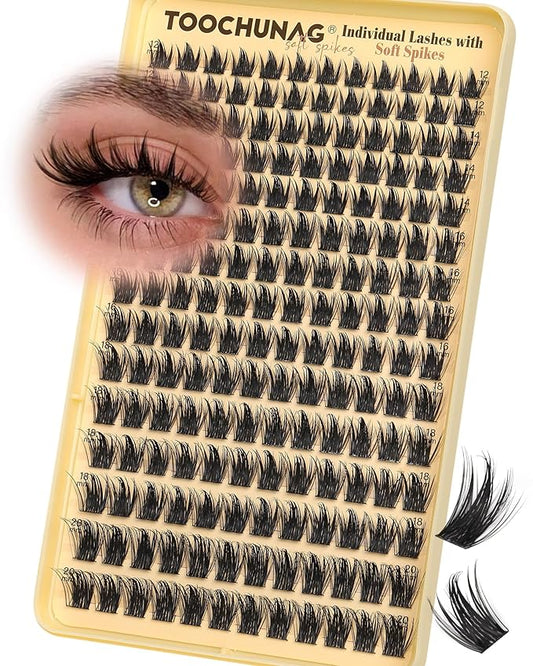 Spiky Manga Lash Clusters 180pcs D Curly Cluster Eyelash Extensions 12-20mm Long Eyelash Clusters Anime Lashes Clusters Thick Volume False Eyelashes Individual DIY Lash Extension by TOOCHUNAG