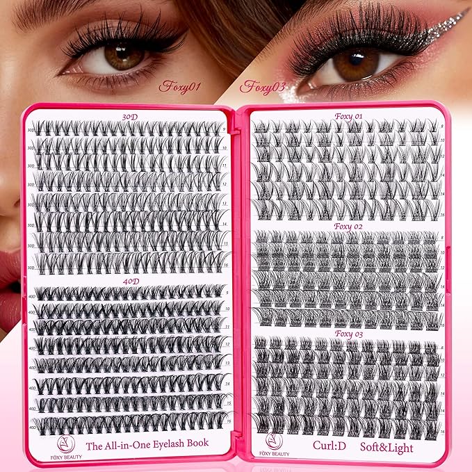 Lash Clusters Lash Clusters kit 536PCS Lashes 30D40D Lash Extension Kit Wispy Natural D Curl EyeLashes Clusters DIY At Home
