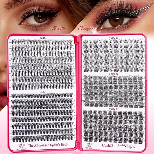 Lash Clusters Lash Clusters kit 536PCS Lashes 30D40D Lash Extension Kit Wispy Natural D Curl EyeLashes Clusters DIY At Home