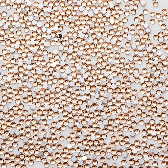 3000Pcs Champagne Crystal Rhinestones,Glass Flatback Rhinestones Mini Gemstones for Nail Face Makeup Art Crafts Clothes Decoration -(SS8,2.4mm,Champagne)