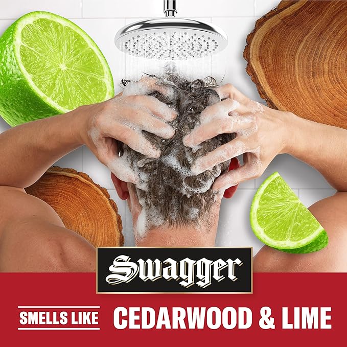 Old Spice Swagger 2-in-1 Shampoo and Conditioner Set for Men, Cedarwood Lime Scent, Healthier, Fuller, More Moisturized Looking Hair, Barbershop Quality, Remove Dirt & Oil, 21.9 Fl Oz