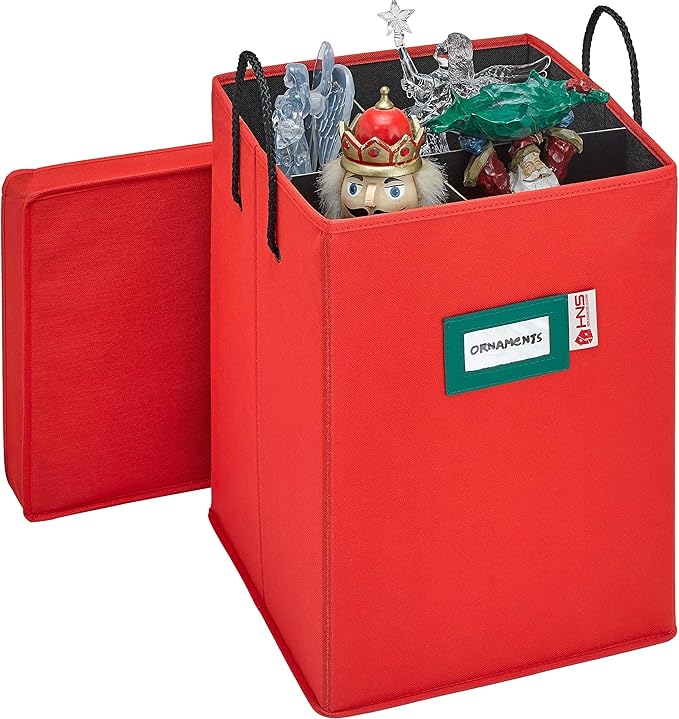 Christmas Nutcracker and Figurine Collectible Storage Box - Stores Up to 9-16" Tall Nutcrackers, Ornaments, and More - Holiday Decor Organizer with Adjustable Dividers - Nutcracker not Included