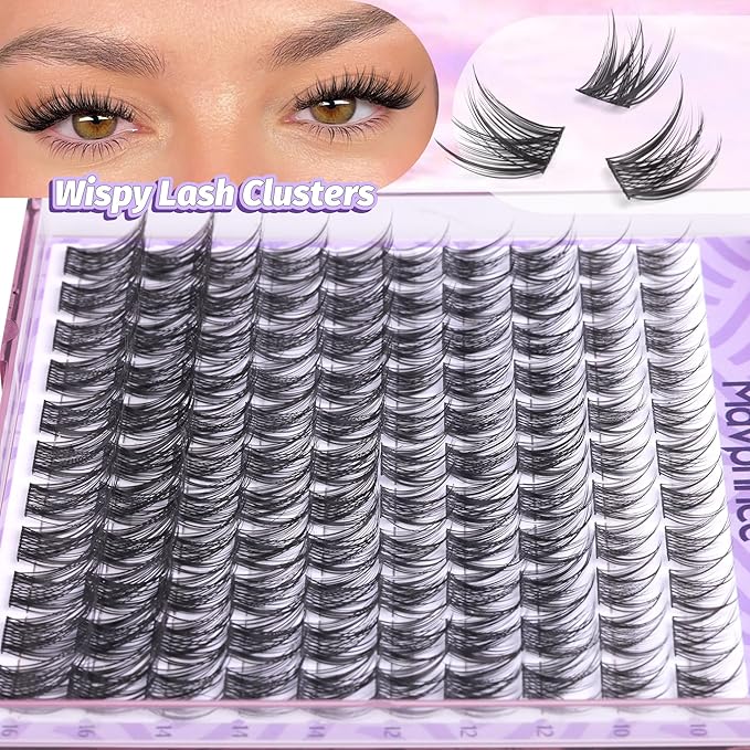 Mavphnee Wispy Lash Clusters Natural Eyelash Clusters 110 Pcs Cluster Eyelash Extensions CC-Curly Individual Lashes Clusters 10-16MM Cluster Lashes Extension For Everyday Wear Natural Makeup Look