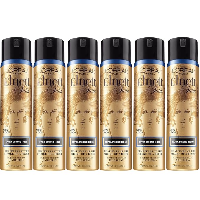 L'Oreal Paris Elnett Satin Extra Strong Hold Hairspray, Travel size, 2.2 Ounce (6 Count) (Packaging May Vary)