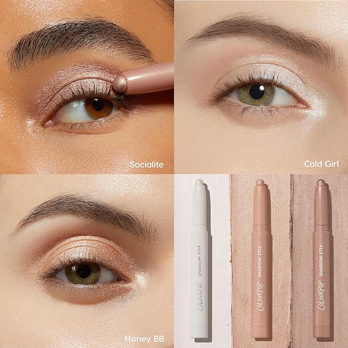 ColourPop Metallic Neutrals Shadow Stix Makeup Kit - Shimmer Eyeshadow Make Up Set - Vegan & Cruelty-Free Cream Eyeshadow Sticks with High-Pigment & Metallic Finishes (2 Count)